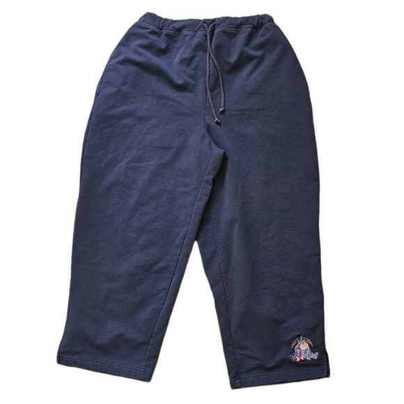 Disney Eeyore Womens Blue Capri Sweat Pants Drawstring Elastic Waist Bottoms - Picture 1 of 5